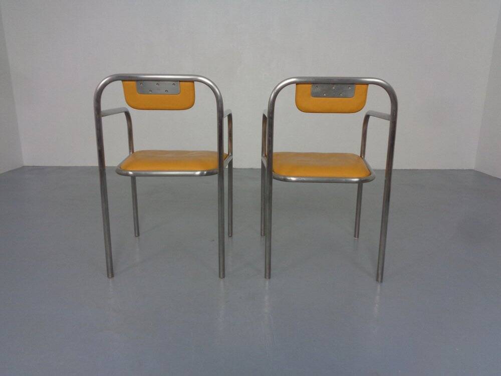 Set of Minimalist Tubular Steel Armchairs by Thomas Wendtland, 1970s