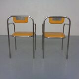 Set of Minimalist Tubular Steel Armchairs by Thomas Wendtland, 1970s