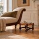 Antique French Turned Wood and Woven Rattan Footstool/ Sidetable
