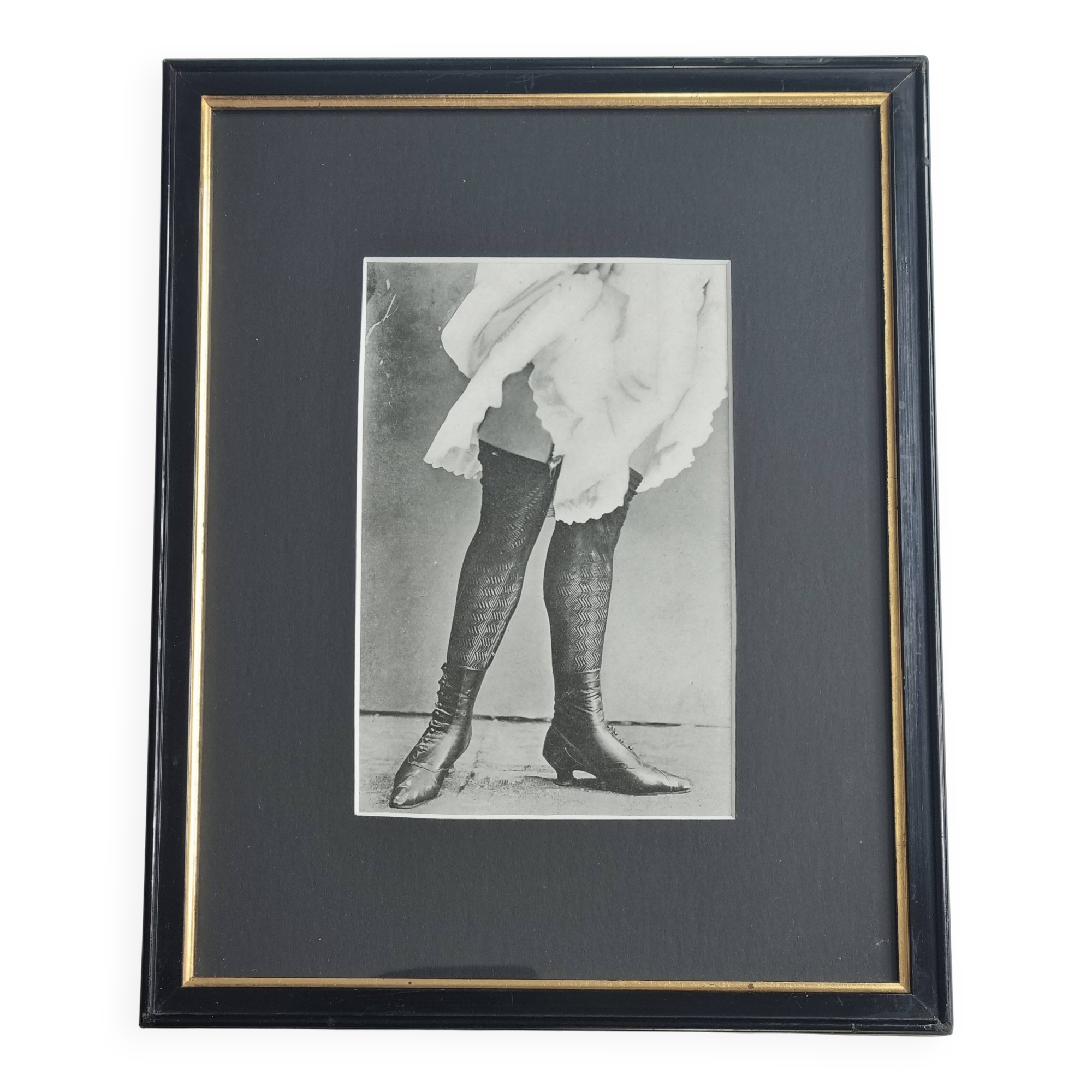 Original photogravure on glossy paper, Model in stockings and shoes 1900