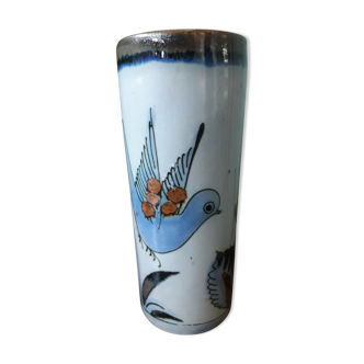 Vintage vase with naive decor