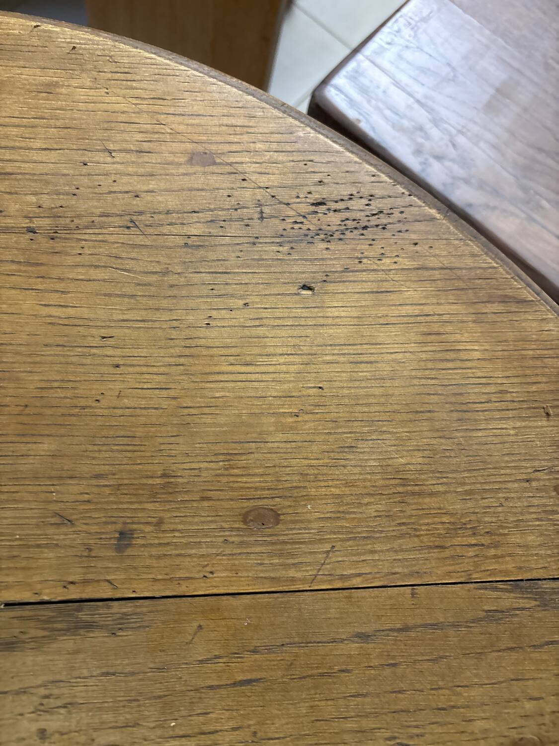 Round turned wooden side table