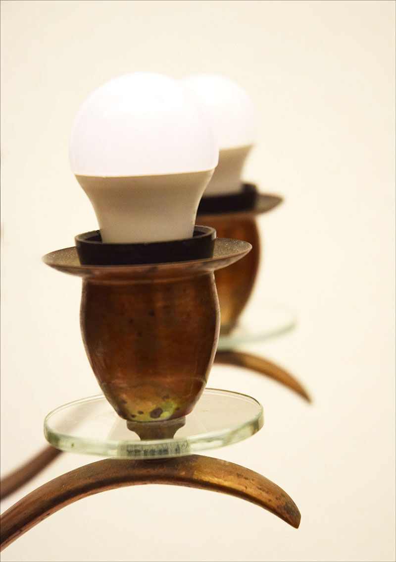 Lustre en laiton du milieu du siècle production italienne, années 1950