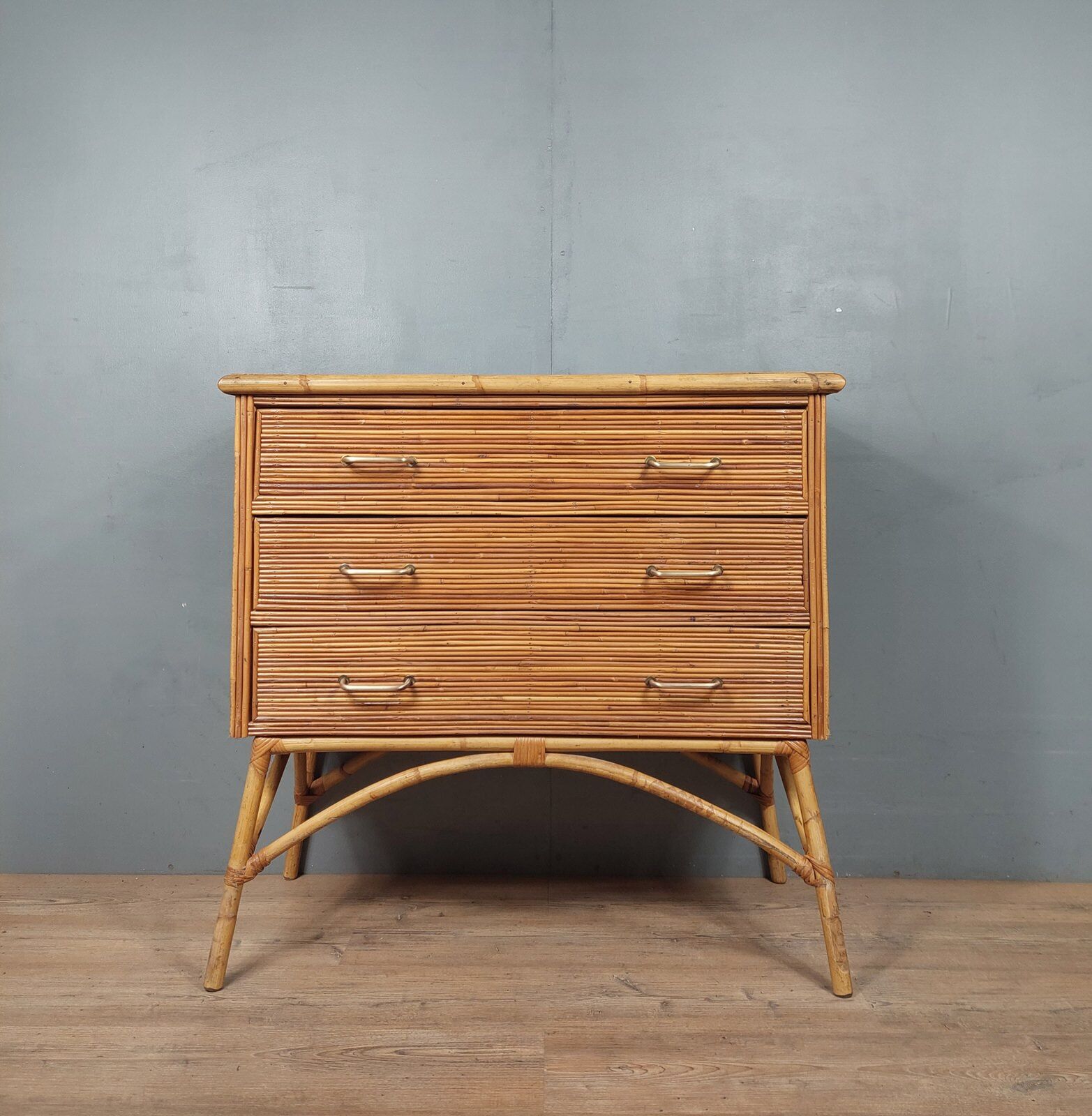 Commode vintage en bambou et rotin