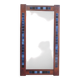 Rosewood mirror with blue ceramic tiles