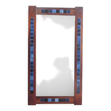 Rosewood mirror with blue ceramic tiles