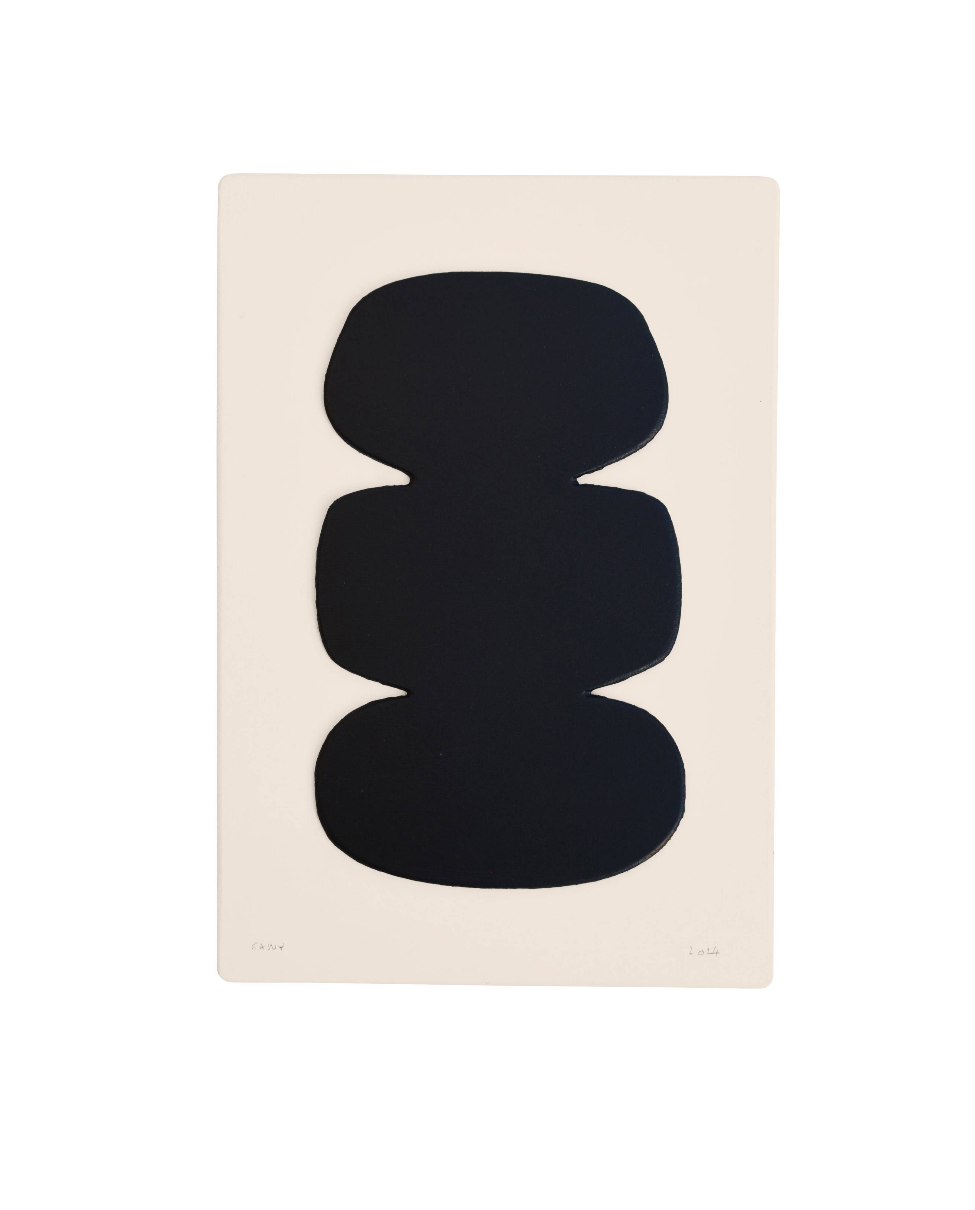 Abstract painting in cut and painted wood signed eawy