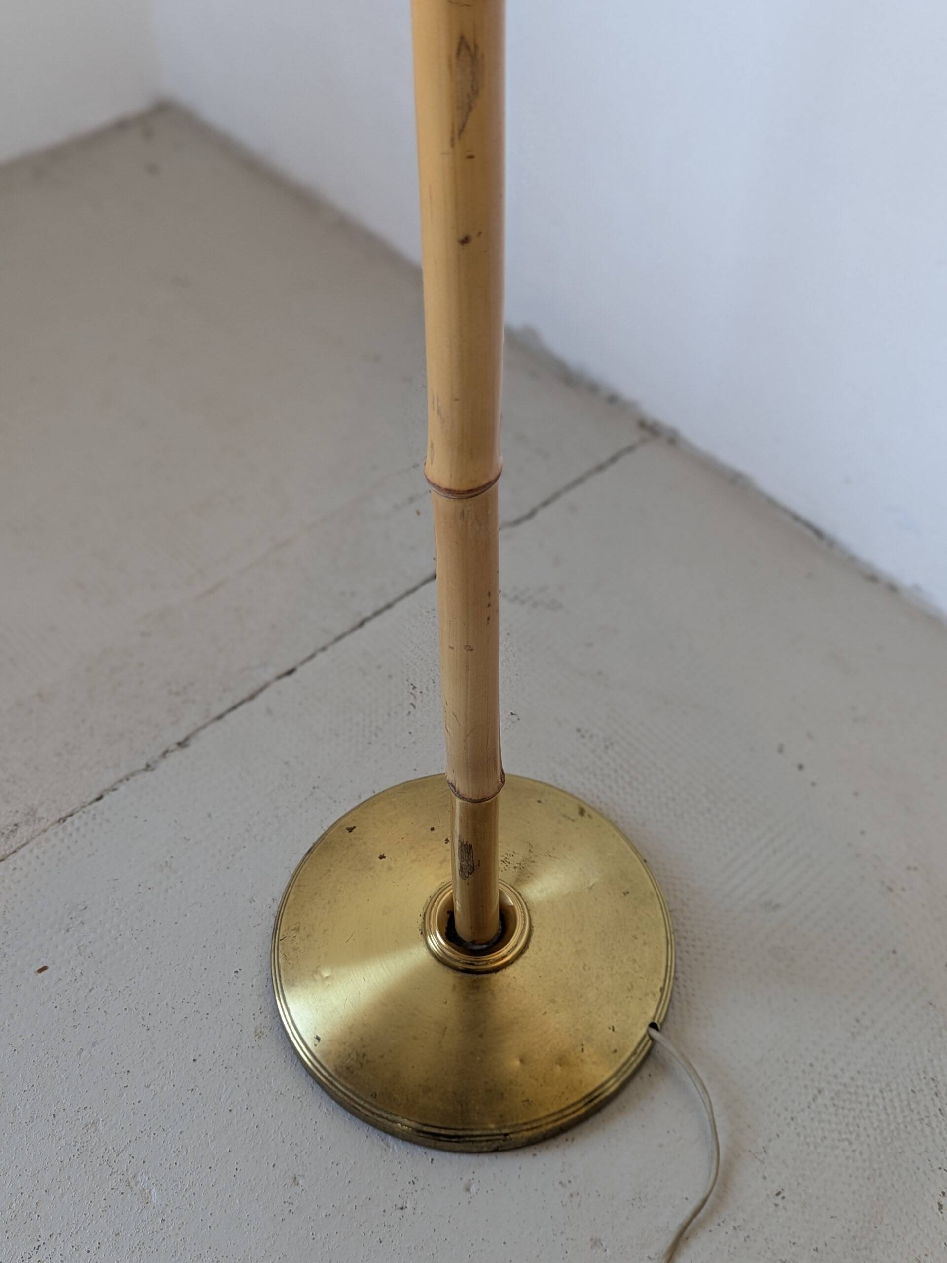 Bamboo and brass floor lamp