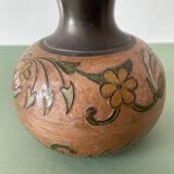Cloisonné brass vase with floral motifs
