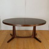 Extendable oval elm table with Baumann extensions