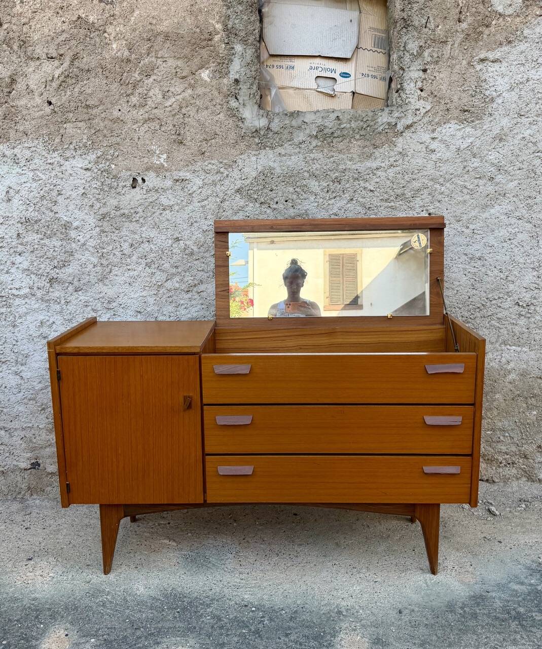 ✨ Superb Scandinavian sideboard convertible into a dressing table – Teak – 1950s