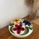 Charming vintage ceramic flower vase with floral decoration from the 1970s.