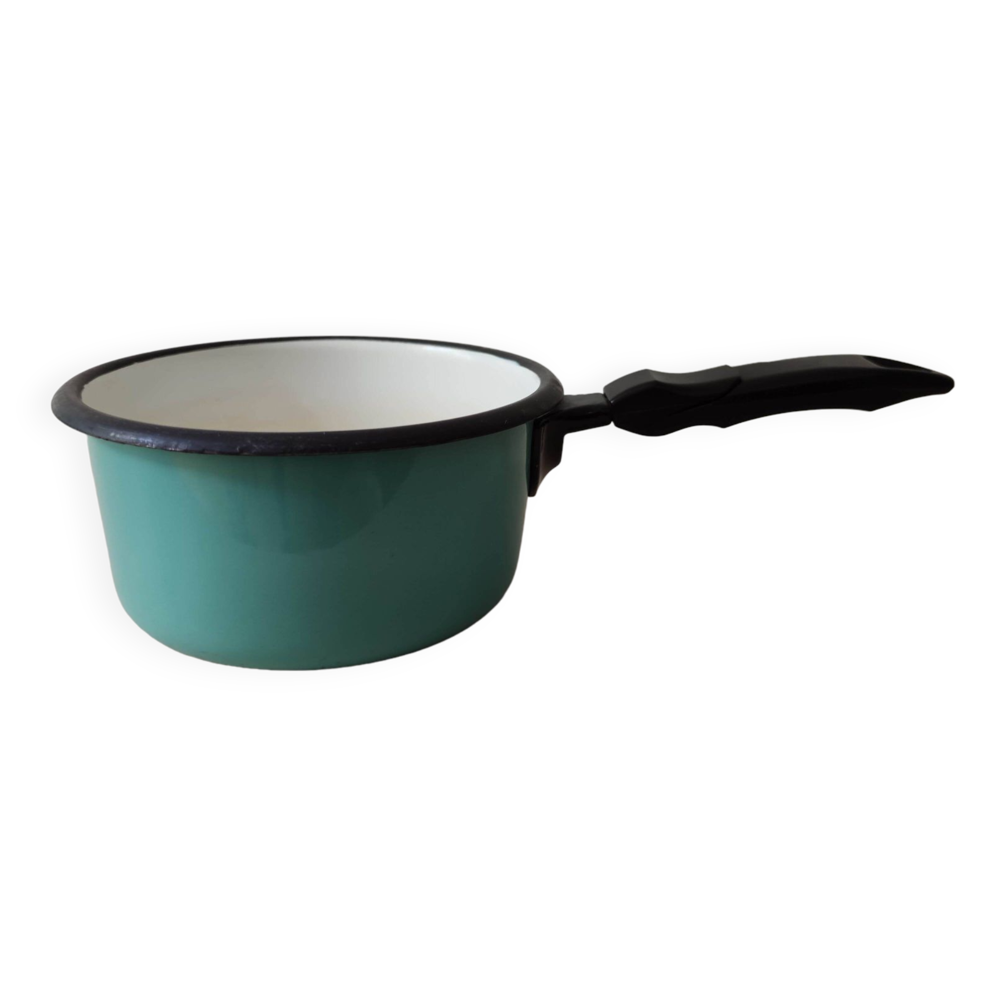 Casserole émaillée Verte Vintage Années 70 - Motifs Floraux