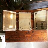 Bevelled triptych barber mirror 57x16cm