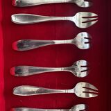 6 fourchettes à Huîtres période Art-Deco 1930 - argent massif initiales YD