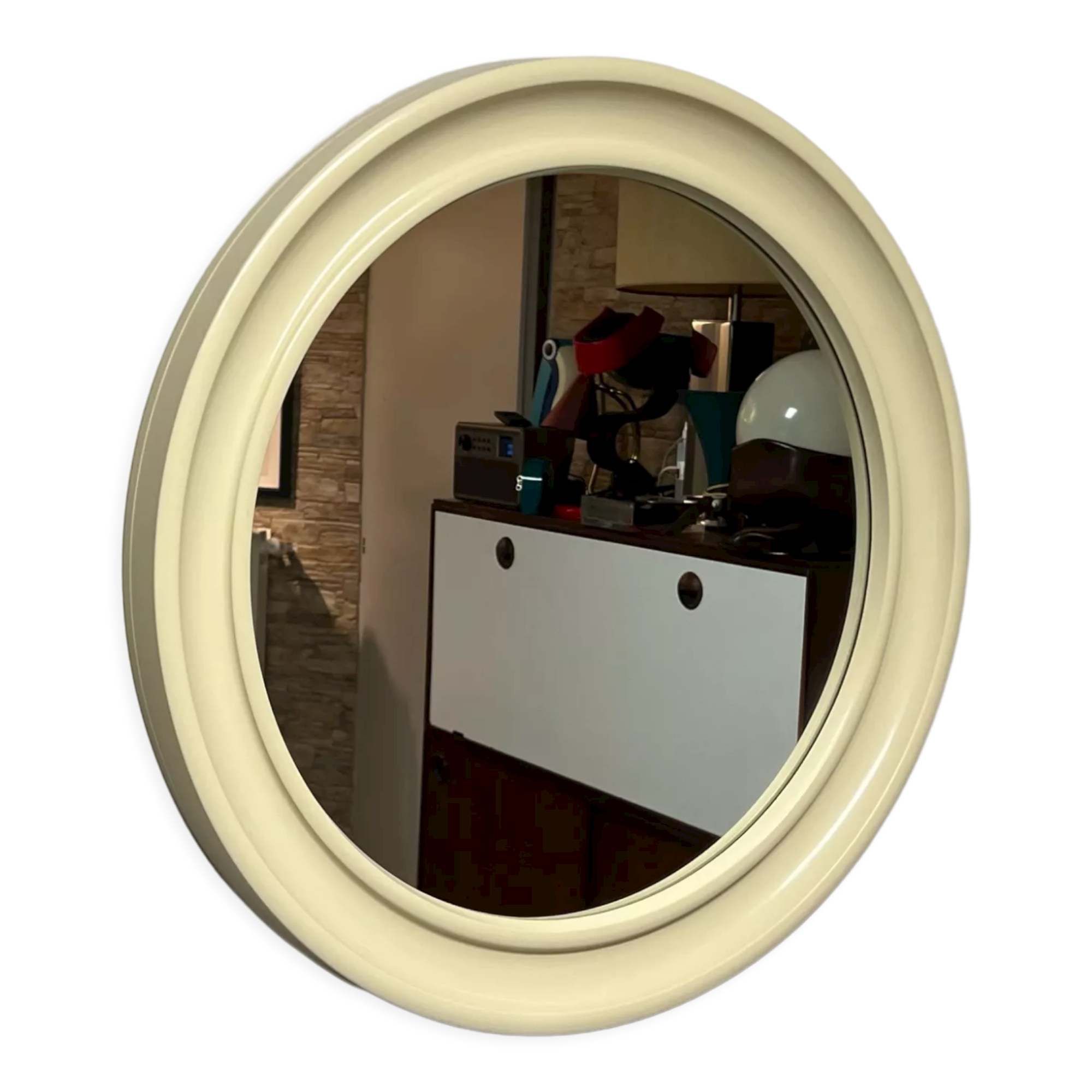 Carrara & matta 70s mirror, space age vintage bakelite mirror model america