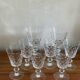6 crystal wine glasses and 2 water glasses
