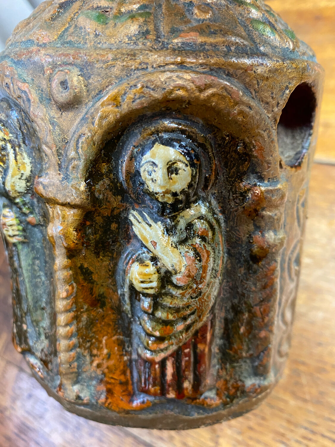 Ceramic lanterns, decorated with religious icons.
