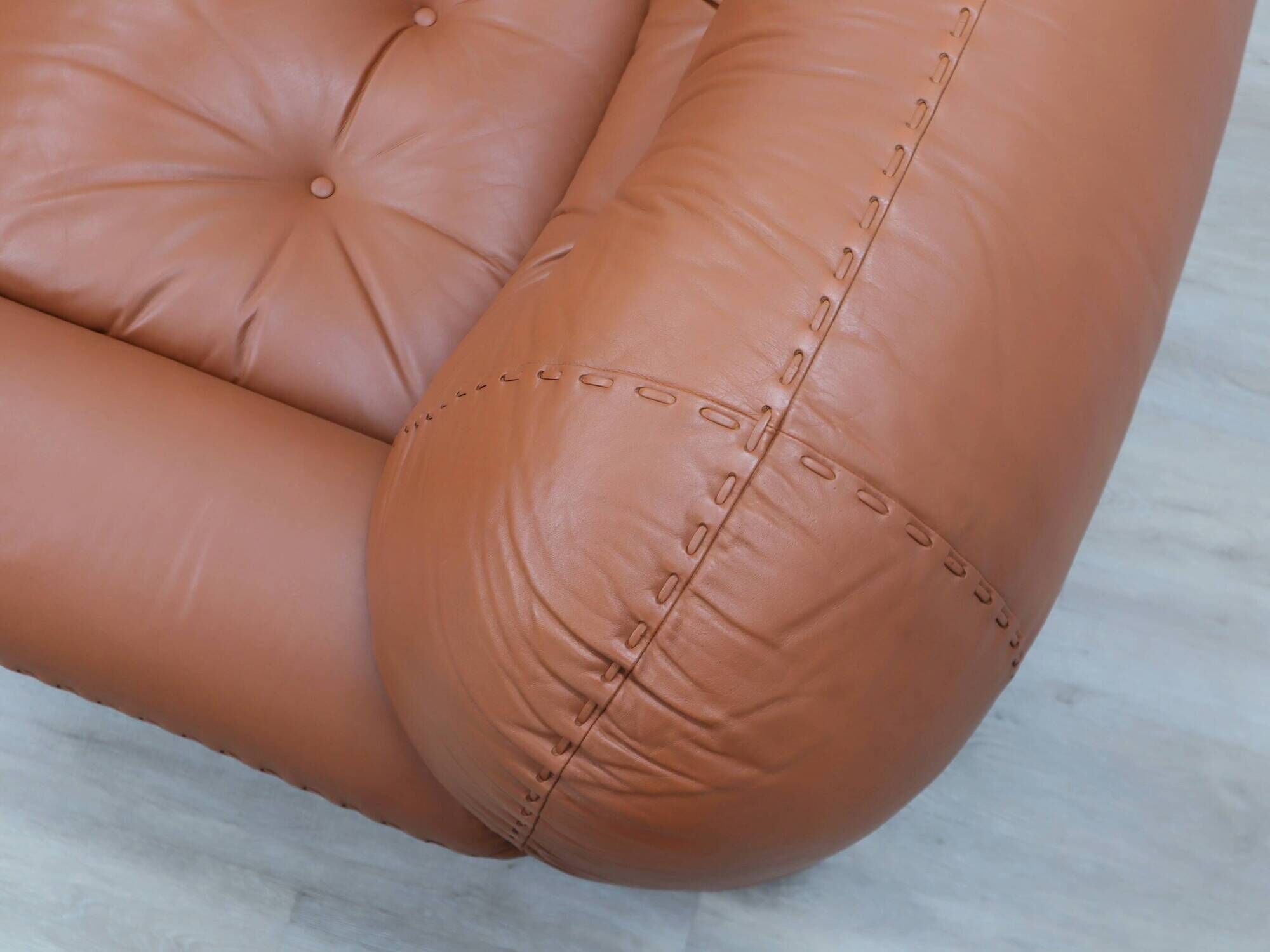 Sapporo cognac leather armchairs by Mobil GIRGI 1970s