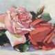 Painting Painting Oil on Panel Signed RG Bouquet of Roses Mid-20th
