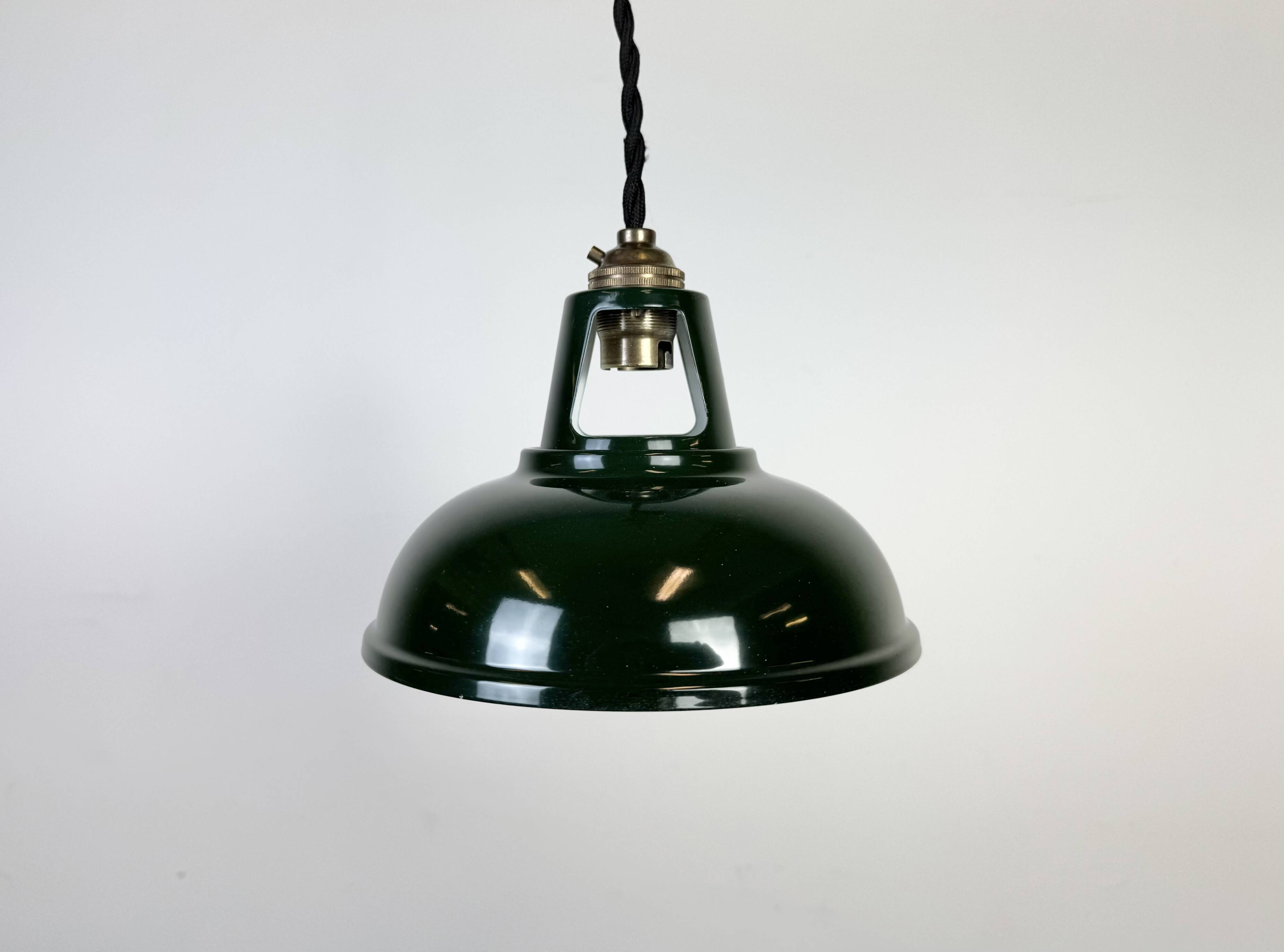Vintage Industrial Green Painted Ceiling Lamp, 2000s