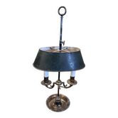 Silver-plated metal base bouillotte lamp