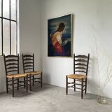 Trio rustic chairs in oak straw