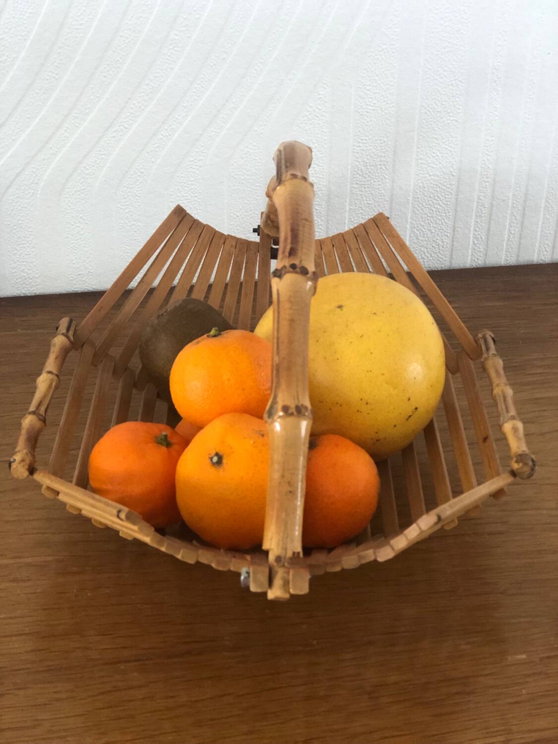 Panier / corbeille à fruits bois et bambou Vintage année 70