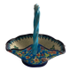 Large Basket Emaux de Longwy F3 B5000 - Twisted Turquoise Handle -