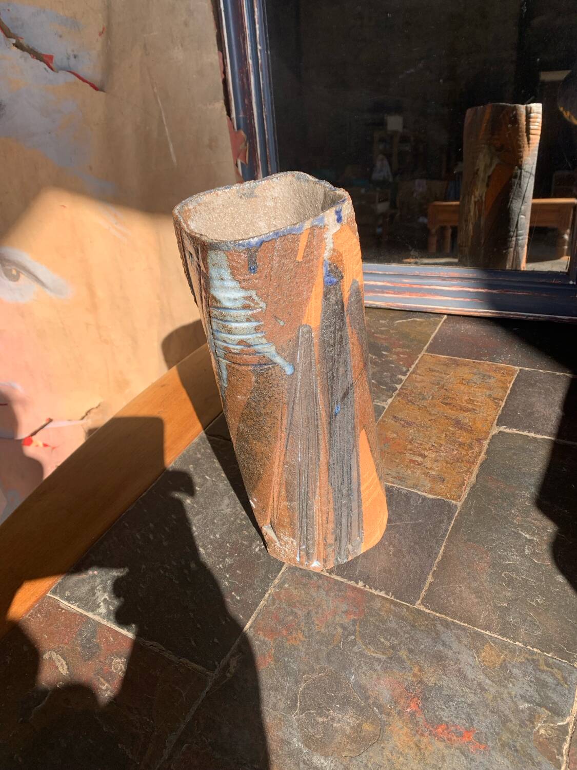 Sculptural stoneware vase — French studio pottery, 1960s/70s