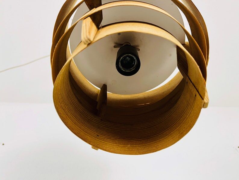 Wooden pendant lamp by Hans-Agne Jakobsson, Sweden, 1960s