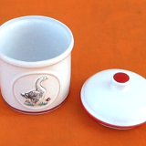 Pair of jars with foie gras lids cylindrical shape ceramic