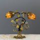 Bronze and polychrome glass lamp, 20th century
