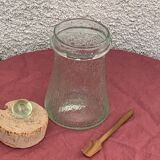 Olive or pickle jar in Biot bubble glass, hand-blown