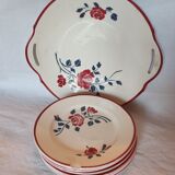 Service a gâteau en faience à decor floral