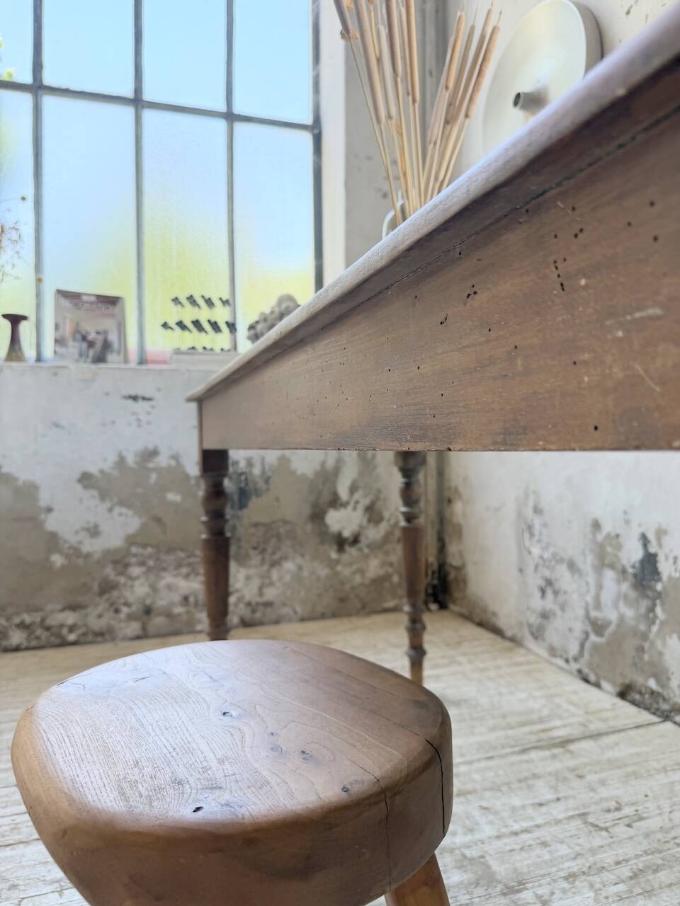 Table de ferme, bistrot en hêtre 1900