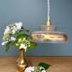 Vintage frosted glass pendant lampshade with gold frieze