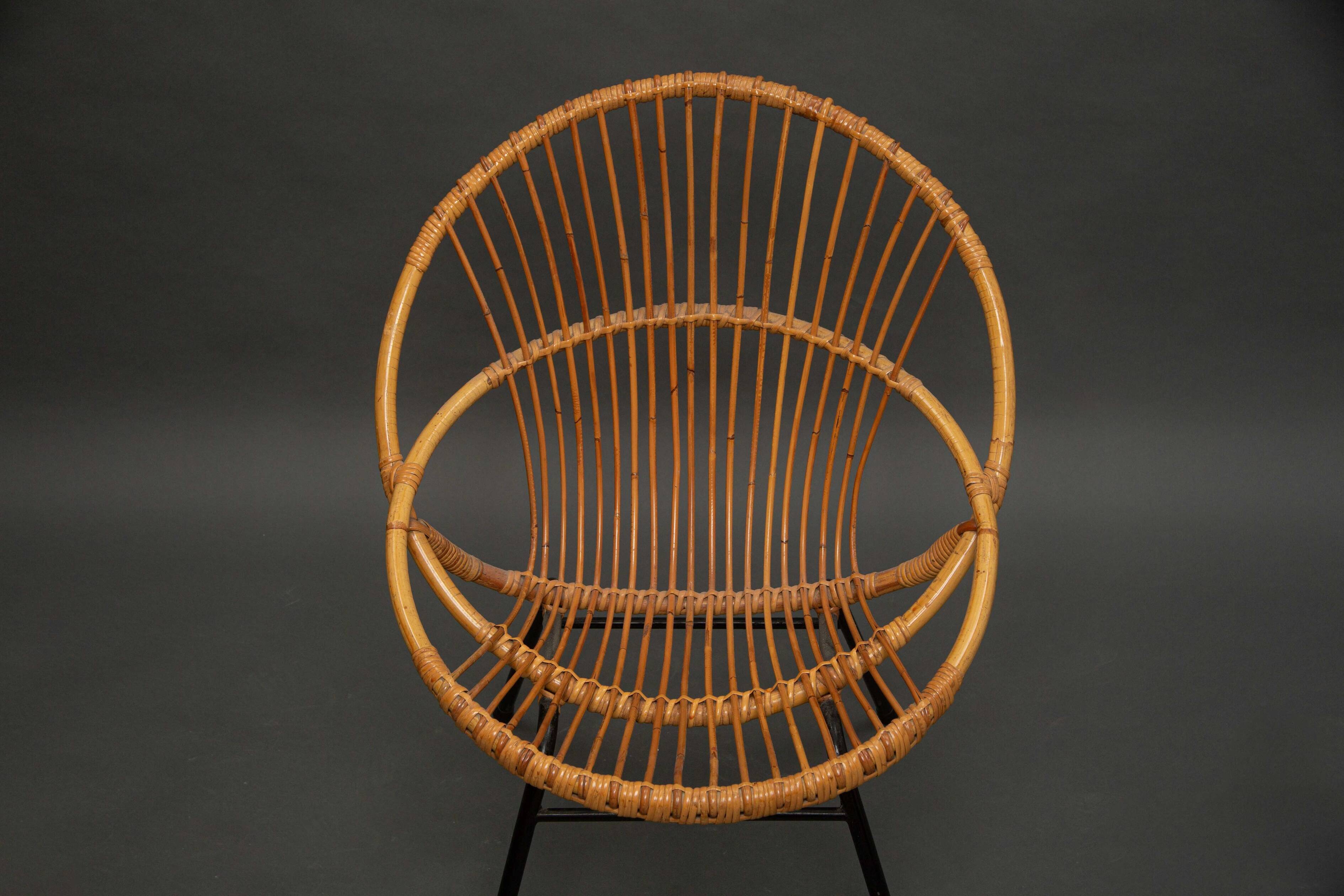 Rohe Noordwolde rattan armchair, Netherlands 1950s