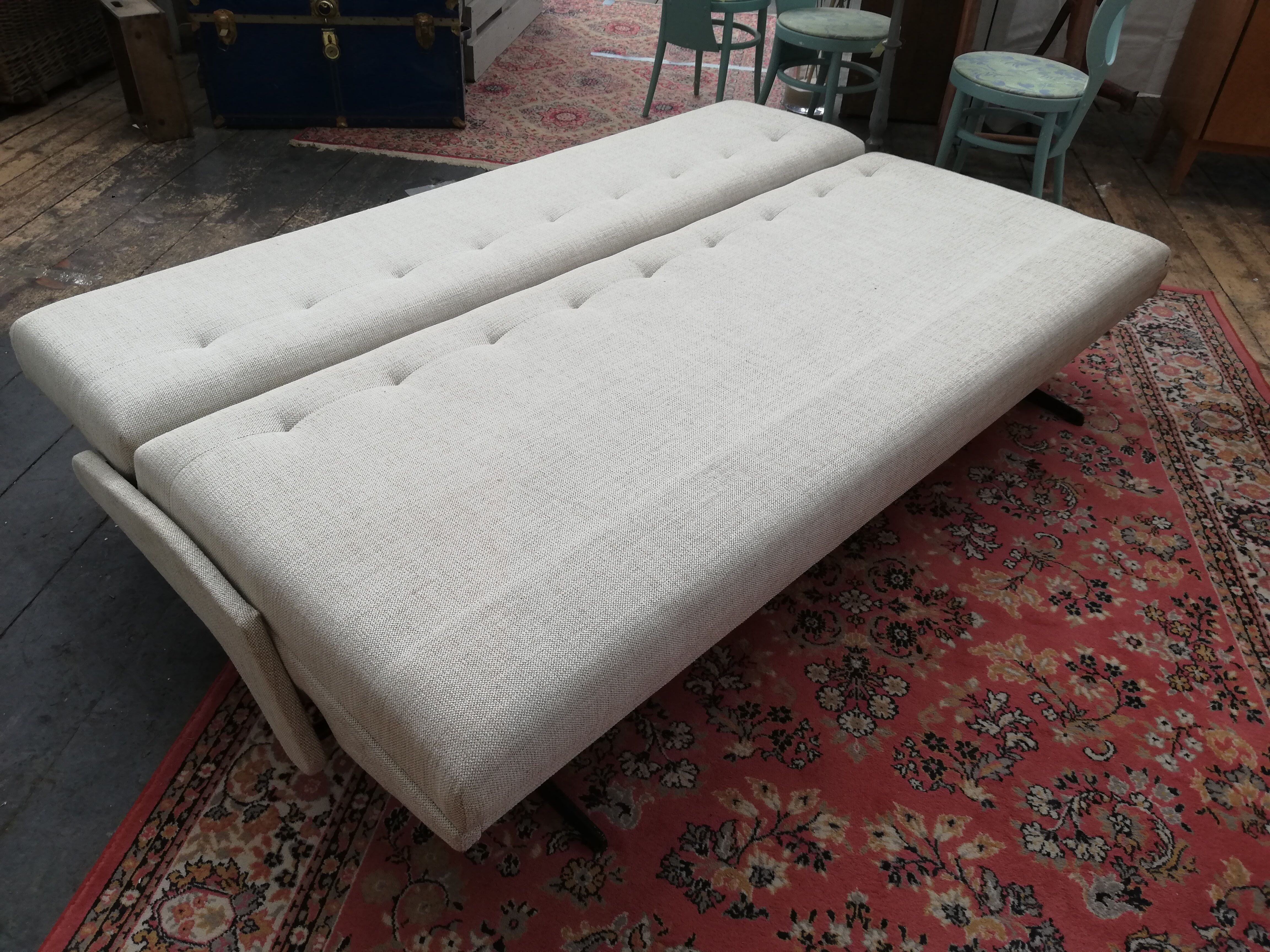 Large vintage convertible sofa bed, 70s, Czechoslovakia
