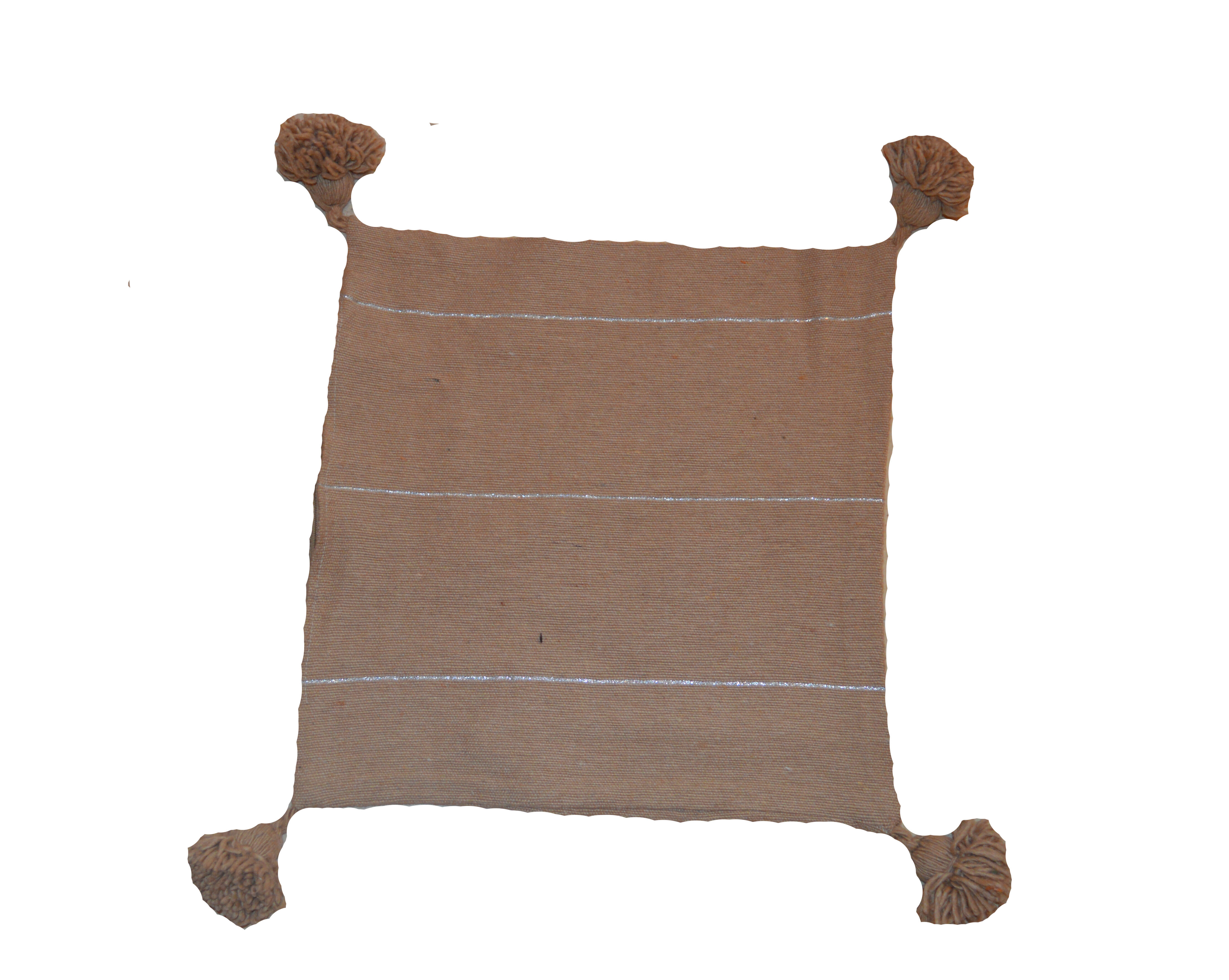 Moroccan pompon pillow 48x48cm brown