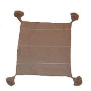 Moroccan pompon pillow 48x48cm brown
