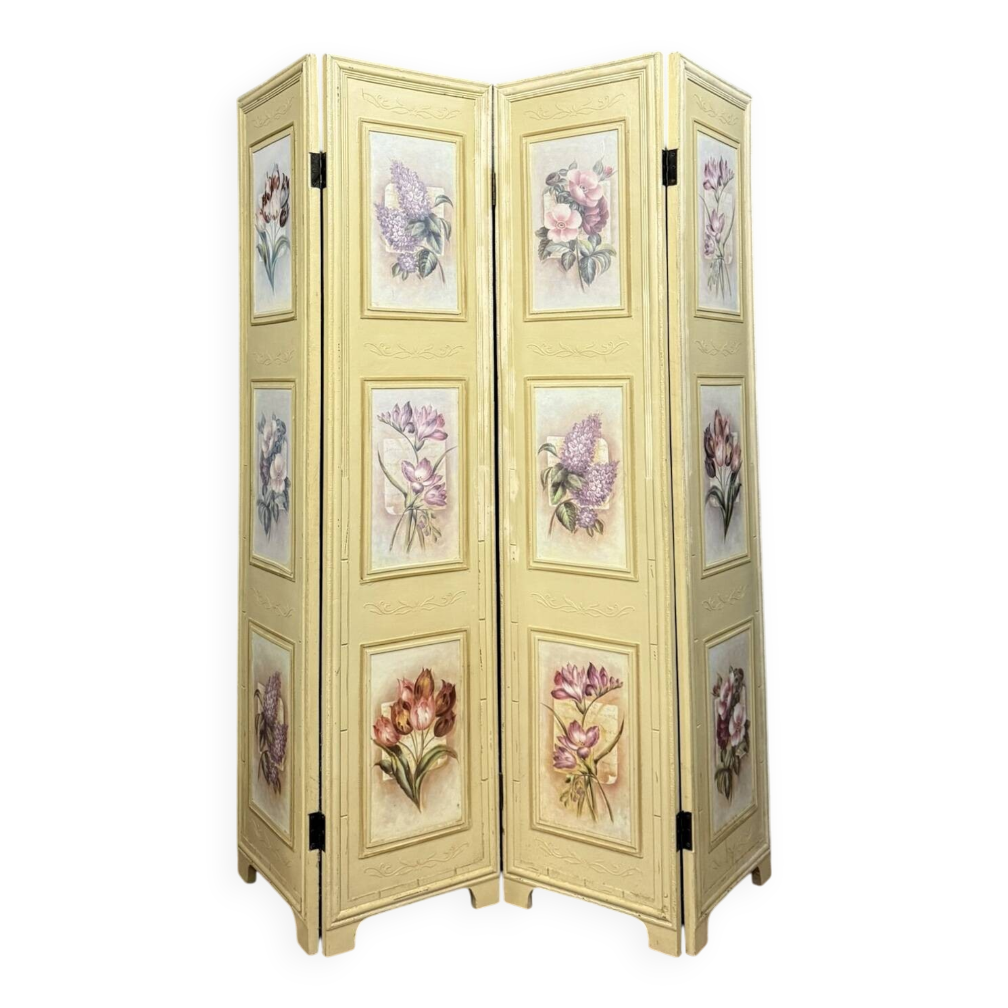 Large 4-panel Living Room Bedroom Privacy Screen circa 1940