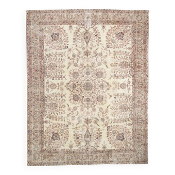 9x12 Faded Beige Large Area Vintage Persian Rug, 277x354 Cm