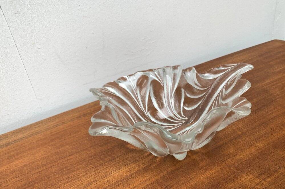 Heavy vintage German floral glass bowl by Walther Glas, 1970s.
