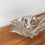 Heavy vintage German floral glass bowl by Walther Glas, 1970s.