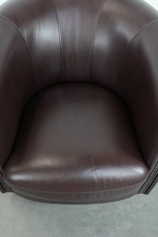Club Armchair in Very Good Condition Made of Cowhide in English Style