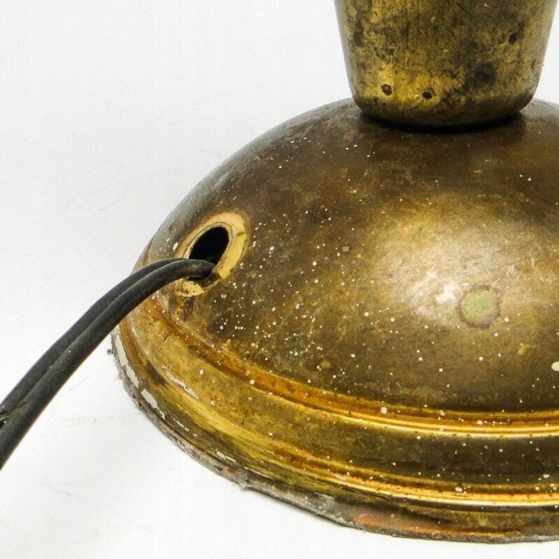 Postmodern bedside lamp in brass and glass, Poland, 1970s