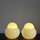 Daruma white glass bedside lamps by Sergio Asti for Candle, 1960s