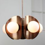 Vintage Italian Copper and Opaline Chandelier, 70s
