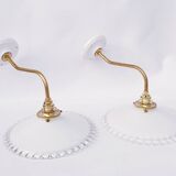 Swan neck and serrated opaline wall lights